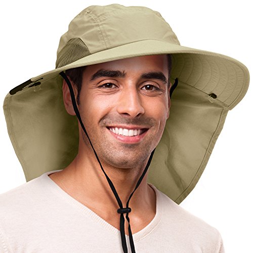 Sun Hat for Men with UV Protection Wide Brim Safari Hike Cap w/Neck
