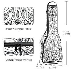 Housse pour ukulélé effet bois sculpté avec motif floral étoile de 10 mm d’épaisseur rembourrage éponge 53,3 cm sac de… - Les Beatles, Paul McCartney, John Lennon, RIngo Starr, George Harrison Housse pour ukulélé effet bois sculpté avec motif floral étoile de 10 mm d'épaisseur rembourrage éponge 53,3 cm sac de… – Image 4