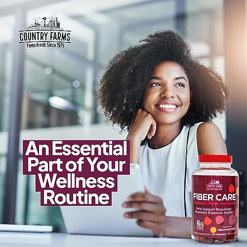 Country Farms Fiber Care Prebiotic Gummies, 6g of Fiber Per Serving, FOS from Beets, Digestive Health, Supports Regularity, Mixed Fruit Flavor, 120 Gummies, 40 Servings, Multi - Image 7