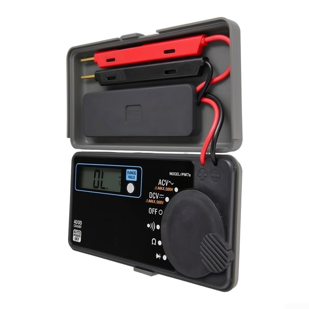 Design compatto di stile della carta del multimetro digitale del corpo di plastica | Auto/manuale, 4000 conteggi, precisione 0,7%, grande LCD, formato tascabile, riparazione elettrica domestica