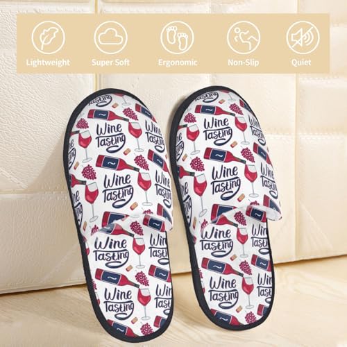 Red Wine Glass Bottle Print House Slippers For Women And Men,Soft Slippers With Memory Foam,Non-Slip Indoor Home Shoes2