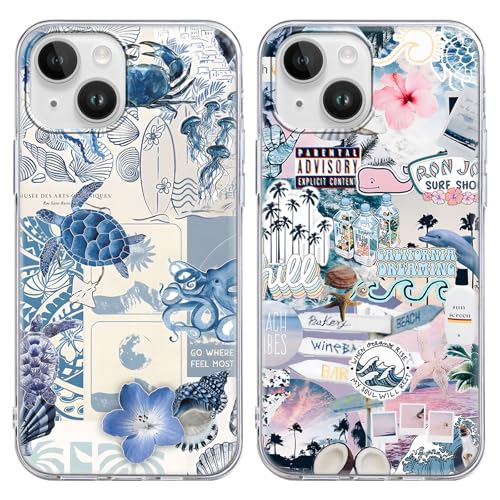iPhone 13 Mini hoesjes 2x transparant TPU dun bloemen patroon beschermhoes 5,4 inch flexibel stevig