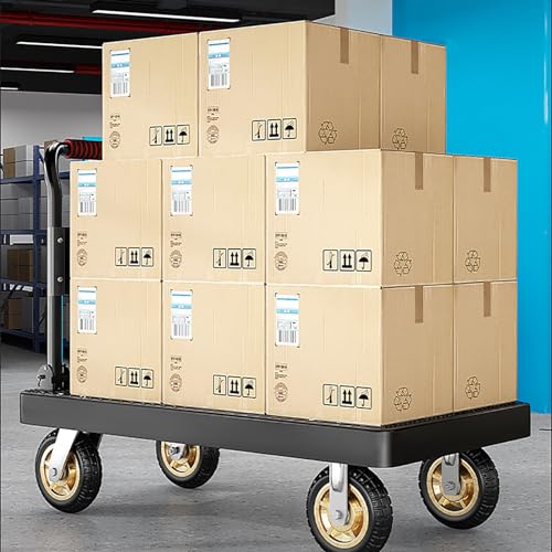 Carro de Plataforma de Alta Resistencia, Carretilla Manual de Aluminio Duradera para Transporte en garajes y almacenes, soporta hasta 150 kg.