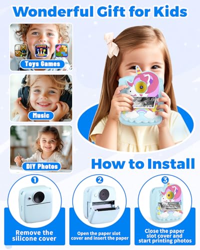 Variant 6 - Kids Camera Instant Print, Christmas Birthday Gifts for Kids Age 3-8, 48MP &1080P Kids Camera with Print Paper, Portable Toy Instant Camera for Kids 3 4 5 6 7 8 9 10 Year Old Boys Gifts/Girl Gifts