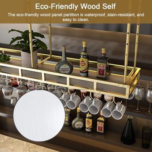 Hanging Wine Glass Rack - 2 Layer Ceiling Wine Bottle & Glass Holder Stemware Wine Glasses Storage Hanger Metal Organizer for Home Bar Dining Room Kitchen(White-A,59in)
