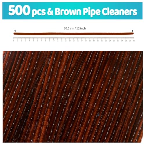 Image of IOOLEEM 500pcs Dark Brown Pipe Cleaners Bulk for Crafts | Chenille Stems for DIY Flower Making & Festival Decor & Party Projects, Pipe Cleaner Crafts, Art and Craft Supplies