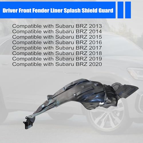 Image of NLQR Black Driver Front Fender Liner Splash Shield Guard, Fit for Subaru BRZ 2013-2020, Replace 59110CA011, 59110CA001 Front Left Fender Liner Splash Shield Guard