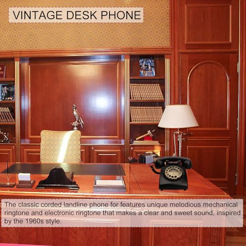 Teléfono fijo retro clásico con disco giratorio rojo miniatura 3