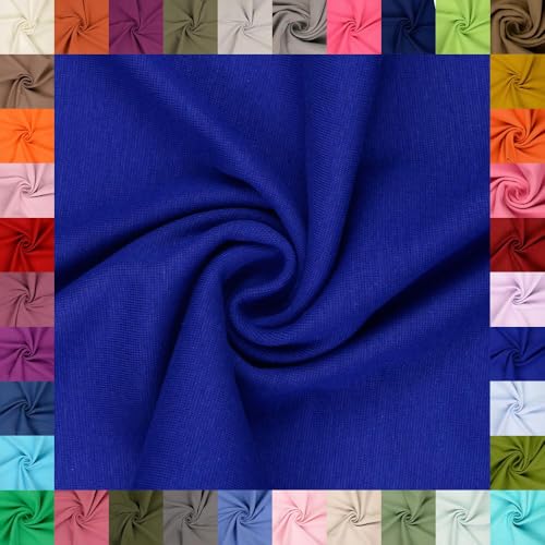 fingsi Stoffe Mira Tissu tubulaire, maille fine, Coupon, uni, Largeur du tuyau 34 cm, 95 % coton, 5 % élasthanne, 18. Bleu roi 0,5 m
