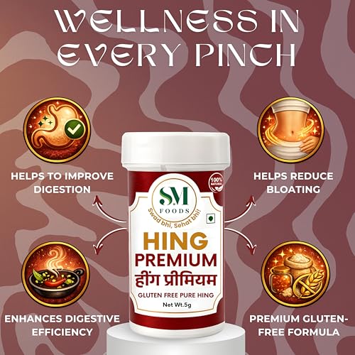 Image of SM FOODS Premium Pure Nukra Hing 5g (Pack of 4) | No Atta No Maida | Imported Premium Pure Heeng | Strong & Kadak Aroma | Gluten Free | Uncompounded | For Cooking & Digestion