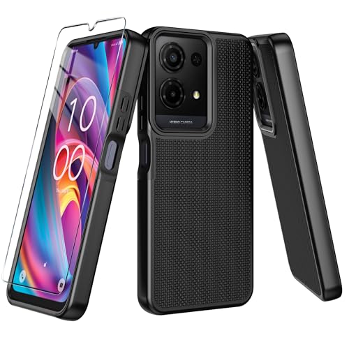 Mocotto for TCL K32/K33 5G 2025 Case with Tempered Glass Screen Protector Dual Layer Heavy Duty Shockproof Protection (Black)