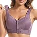 Front Closure Breathable Bras for Older Women Wireless Full Coverage Bralettes for Seniors Push Up Soft Everyday Bra Fall Seamless Supportive Plus Size No Underwire Ladies Underwear Purple 44