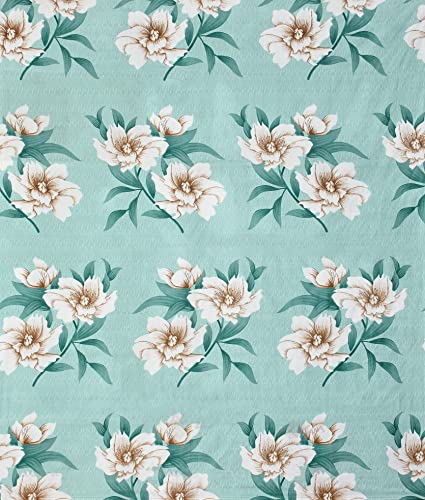 Image of HOMEKART (110 TC & 110 GSM 100% Cotton Feel Bedsheet for Single Bed with One King Size Pillow Covers Soft /Breathable Wrinkel Free -60x90 Inches - (Green Flowra)