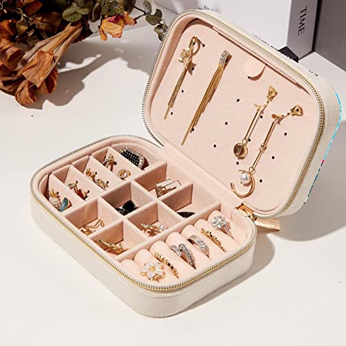 Boîte de rangement en velours pour colliers et bagues avec fermeture éclair - 8