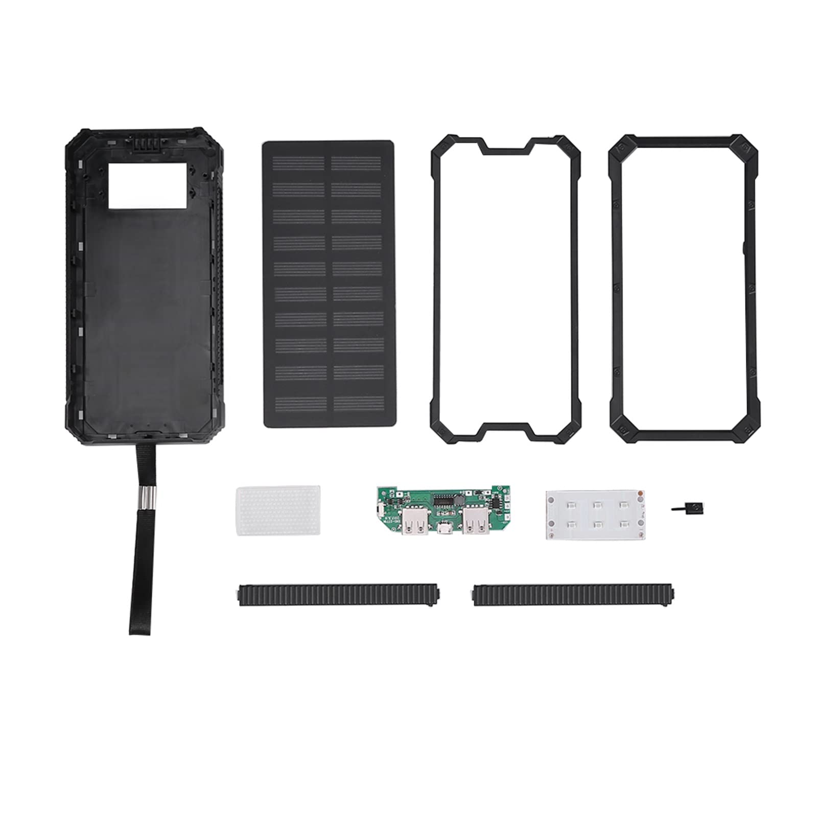 Chargeur Solaire Power Bank 20000 mAh, 5V 2,1A PD QC 3.0, Double Port USB, Lampe de Poche Intégrée, IPX7 Étanche, Noir