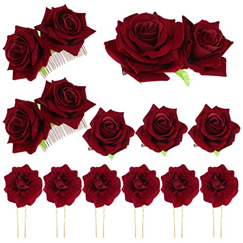 Beaupretty 1 Conjunto Caixa De Conjunto De Flores De Rosas Grampos De Cabelo De Flores Rosas De Teci