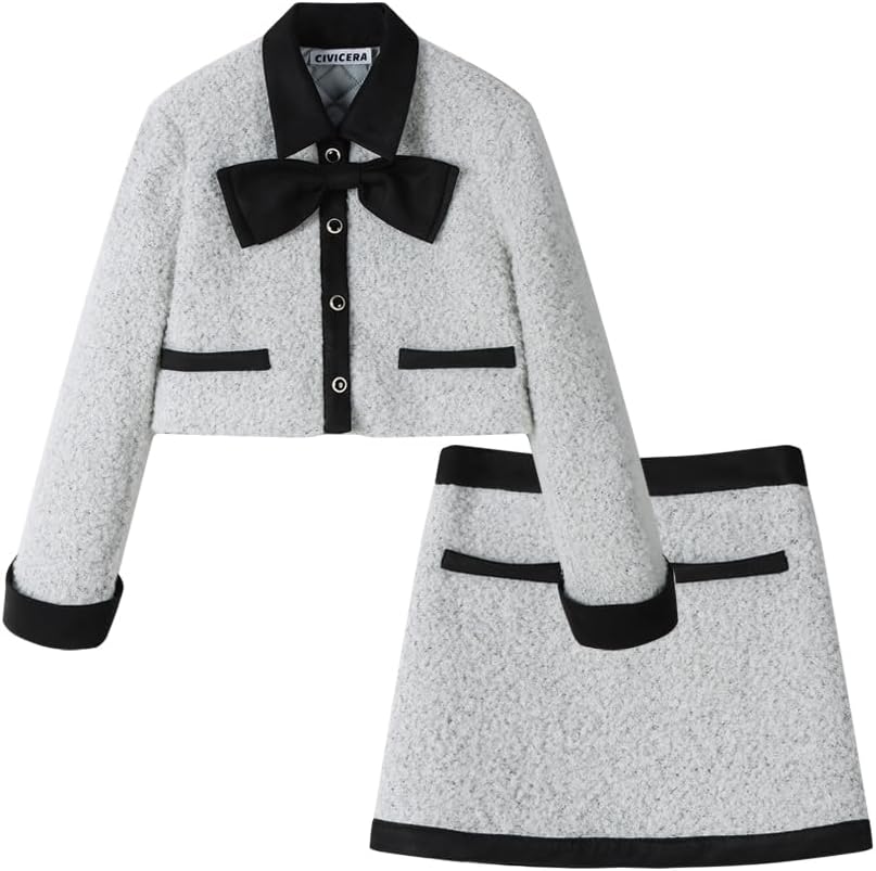 Set Skirt Women Winter Short Jacket + Skirt Two-Piece Set