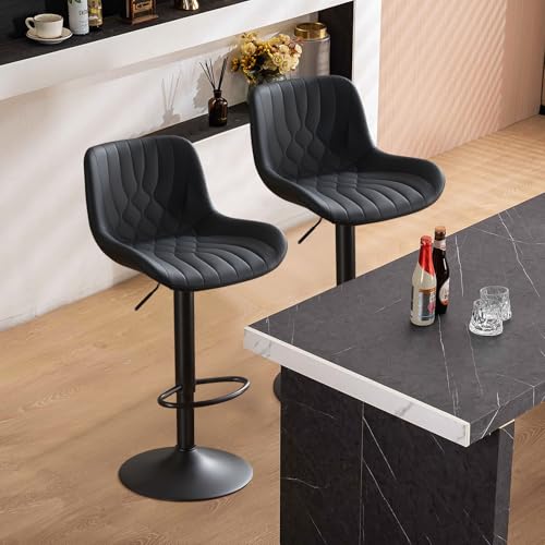 Restworld Modern Adjustable Bar Stools Set of 2,Swivel Backs with