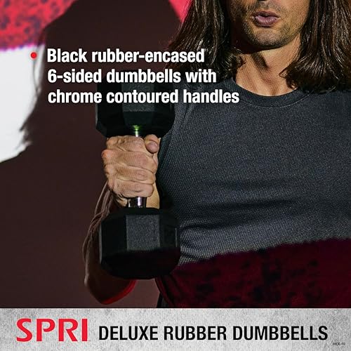 SPRI Deluxe Rubber Dumbbells (5-Pound) (Sold as set of 2)