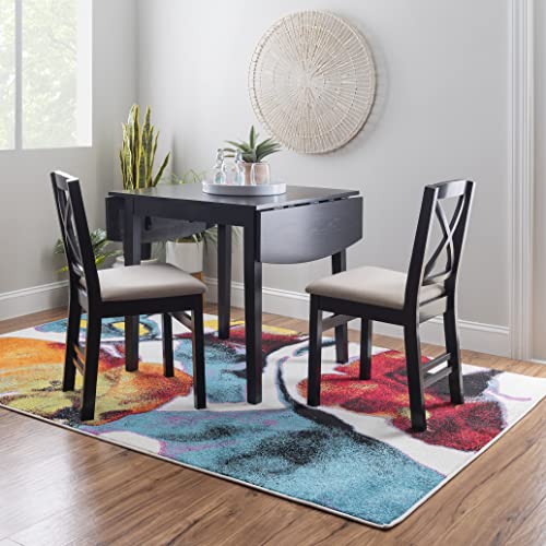 Linon Torino Black Wood 30" Square Drop Leaf Table - 30" X 48" Fully Extended by Linon - Used condition - Image 2