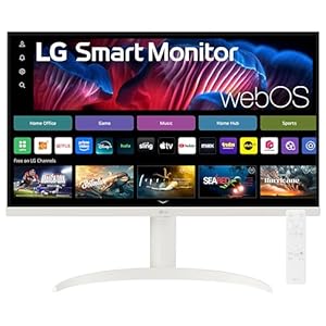 LG 27SR75U-W 27 inch 4K UHD (3840×2160) IPS HDR10 USB Type-C 65W PD Smart Monitor webOS 23 AirPlay Screen Share Bluetooth ThinQ App Built-in Speaker HDMI White