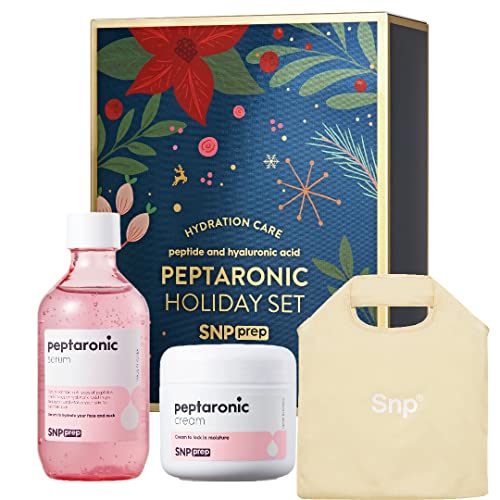 SNP PREP Peptaronic Cream & Peptaronic Serum- Full Combination of Peptides & Hyaluronic Acids (Complete Holiday Set) | Skin Hydrating Serum| Korean Skincare Product