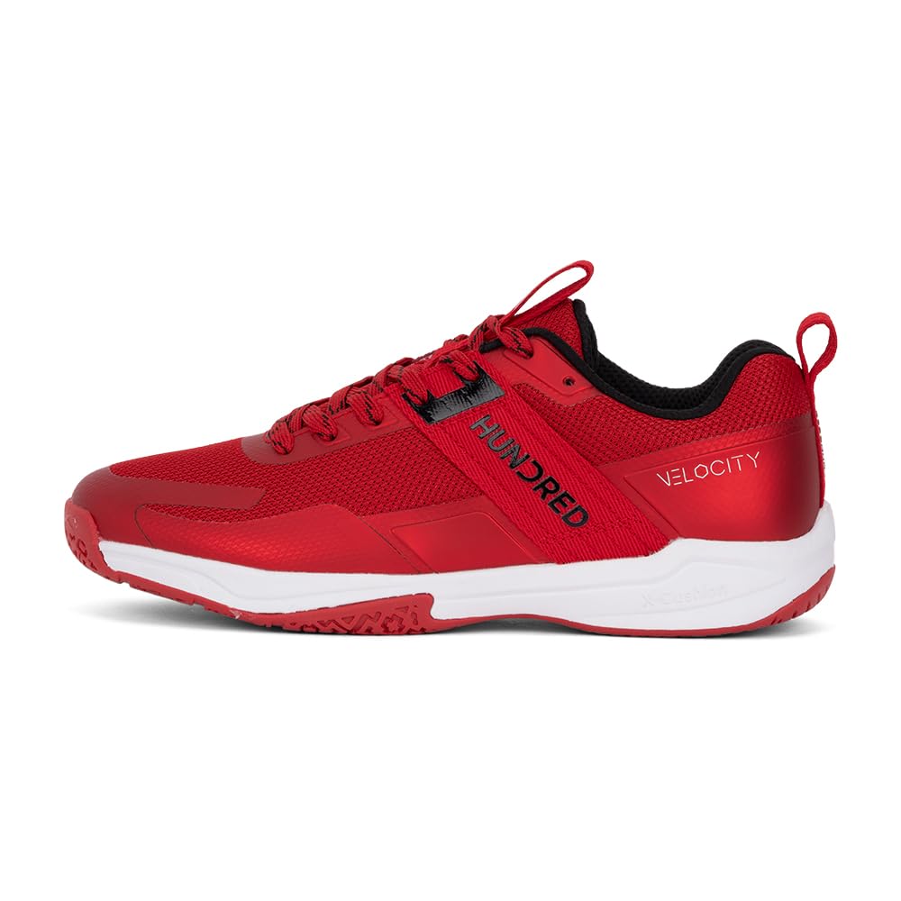 Hundred Velocity Non-Marking Badminton Shoes | Also Perfect for Squash, Table Tennis, Volleyball, Basketball & Indoor Sports | Lightweight & Durable (Red/Black ; 4 UK) (B0CVN6SPQ4) Amazon Price History, Amazon Price Tracker