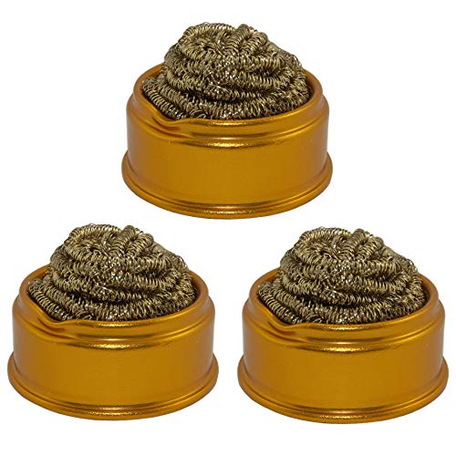 Soft Coiled Brass Soldering Iron Tip Cleaner Wire Sponge by EX ELECTRONIX EXPRESS (3 Pack)