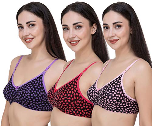 Image of Fasense Women's Cotton Leaf Print Medium Coverage Wire Free Non Padded Bra