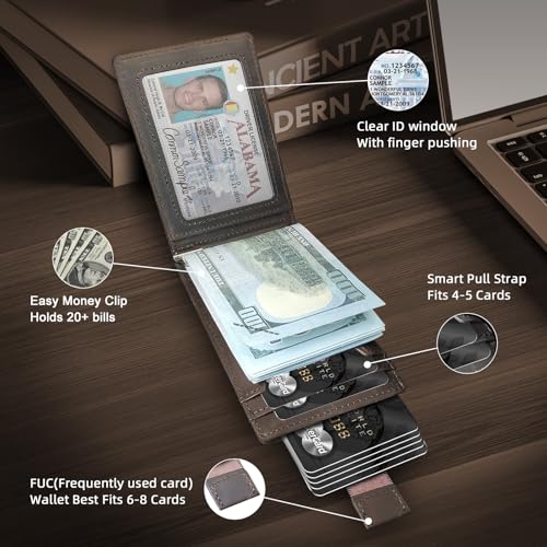 Slim Minimalist Wallet for Men- Money Clip Wallet | Bifold Men Wallets | RFID Blocking Wallet | Genuine Leather Wallets for Men | 12 Card Holder Mens Wallet | Mens Front Pocket wallet2