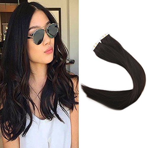 【Promotion】Full Shine 16 Inch Dark Brown (#2) 40 Pieces 100g Per Set Pu Tape in 100% Real Remy Tape In Hair Extensions Human Hair Extensions