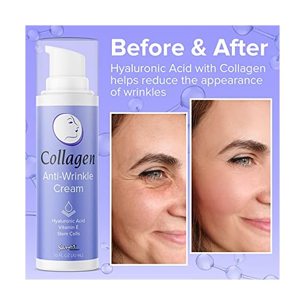 Sanar Naturals Collagen Cream Face Moisturizer - Reduce Wrinkles, Hydrate and Tighten Skin Tone with Hyaluronic Acid, Vitamin E and Apple Stem Cells Anti Wrinkle Cream, 1 fl oz