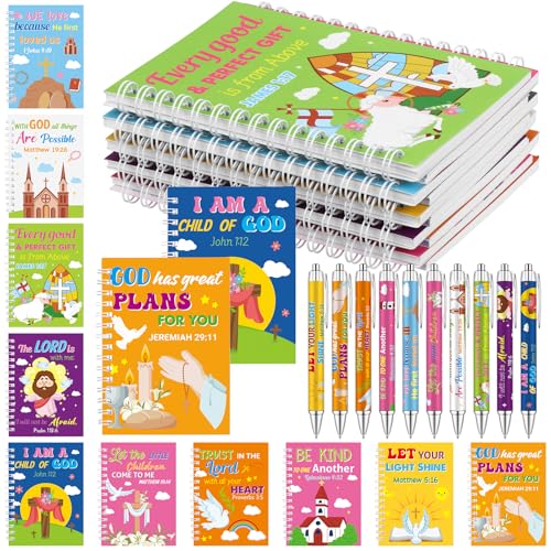 Carnet de notes chrétien avec verset de la Bible et stylo pour église | Lot de 20