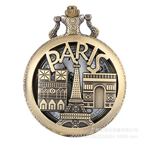 Vintage Ketten Taschenuhr,Kette Qinggu Hohlen Bügeleisen'S Tower Feine Halskette Mit Römischen Ziffern Taschenuhr Mode Persönlichkeit Männer