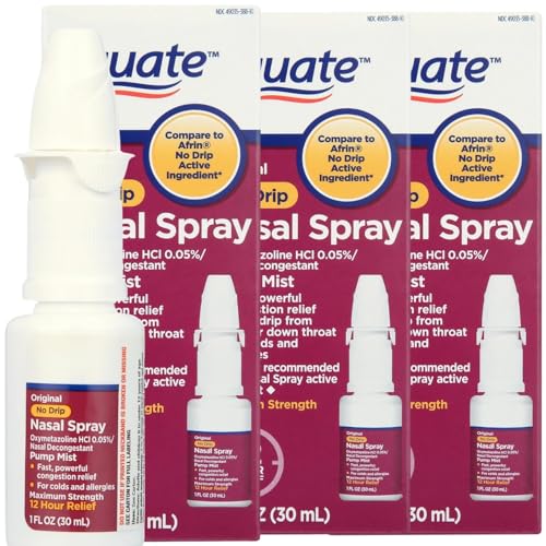 No Drip Nasal Spray Equate 12 Hr Oxymetazoline HCl 1 Fl Oz Pack 3