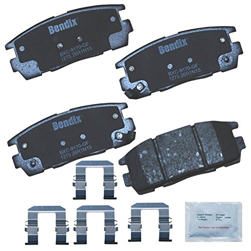 Image of Bendix Priority1 CFC1275 Ceramic Rear Brake Pads for Chevrolet Captiva Sport 2015-2008, Equinox 2017-2007, GMC Terrain 2017-2010, Pontiac Torrent 2009-2007, Saturn Vue 2010-2008, Suzuki XL-7 2009-2007