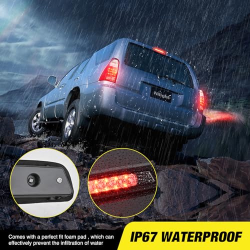 Image of Nilight Third Brake Light Tail High Mount 3rd Stop Lights Smoked Lens Compatible with Toyota 4Runner 2003 2004 2005 2006 2007 2008 2009 Non-Spoiler Version Van SUV Rear Center Cab Lamp