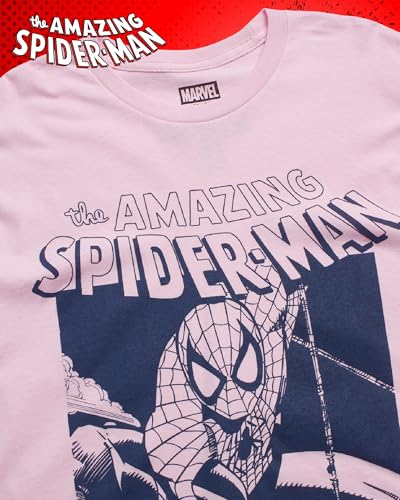 Marvel Spider-Man Womens Graphic Tees - Cropped Baby Tee, Tank Top, and Full Length Crewneck Retro Graphic Shirts for Women4