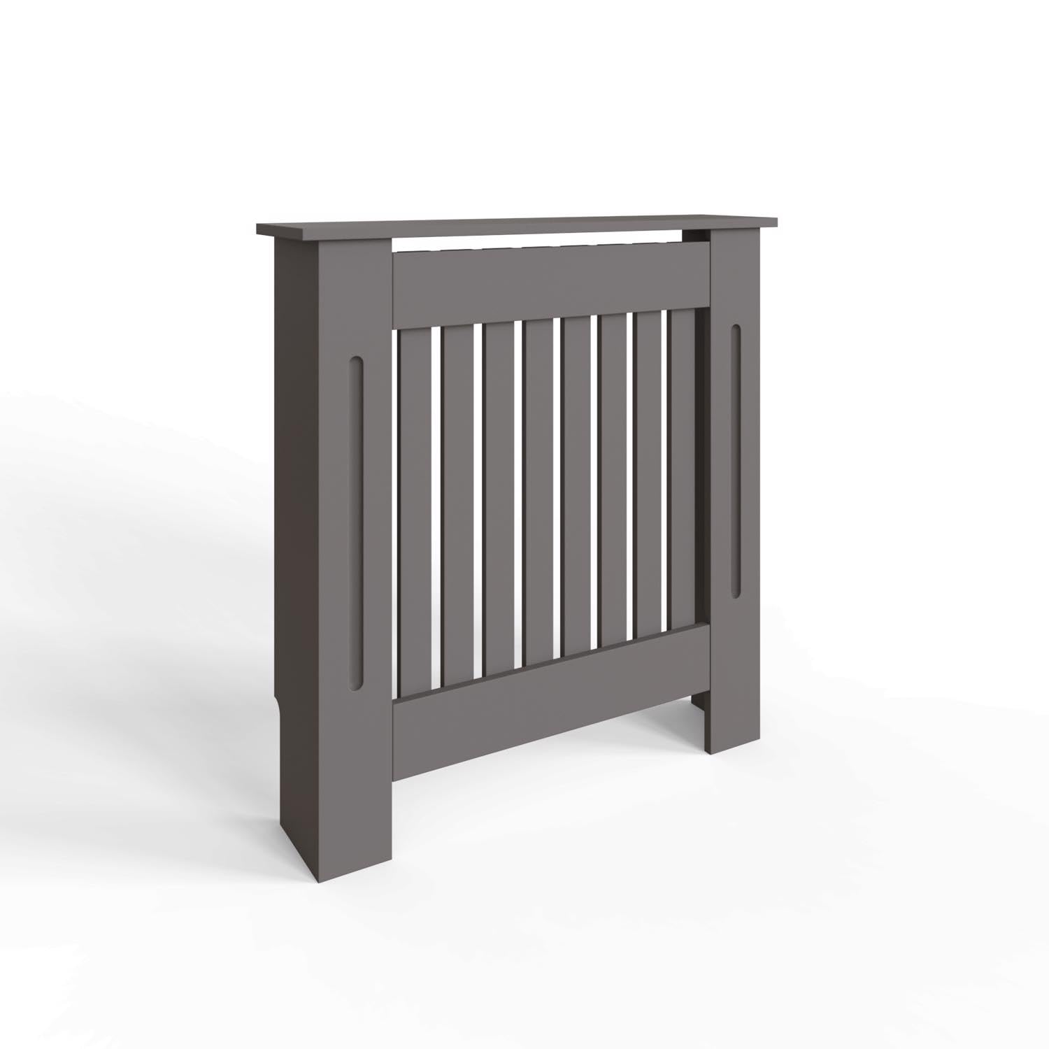 FWStyle Grey Vertical Slat Small Radiator Cover Shelf Cabinet 82.3 x 78 x 19cm