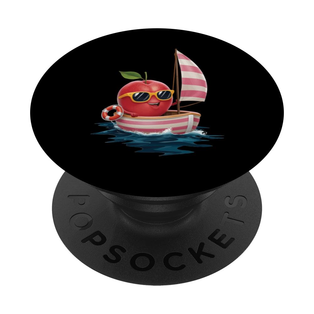 Fruit Boating Nectarine PopSockets Swappable PopGrip, Black