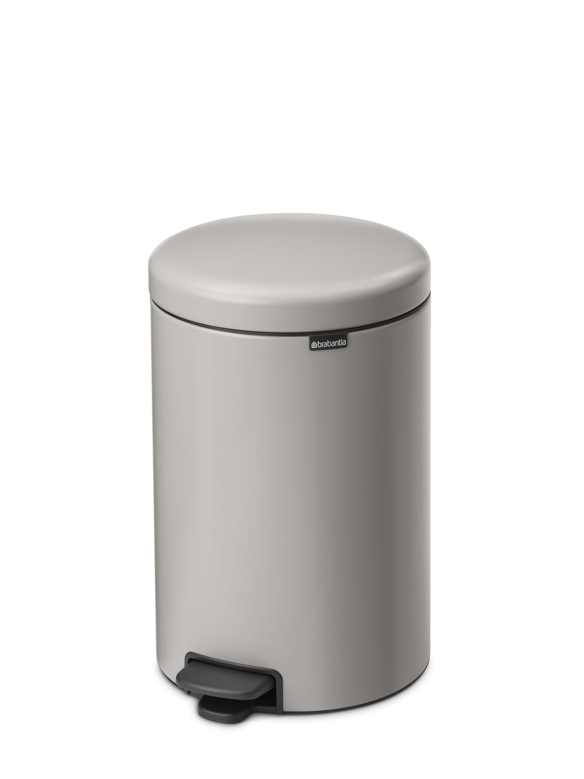 Brabantia NewIcon Pedal Bin 20L, Medium Waste Bin for Kitchen, Soft Closing Lid, Light Pedal Operation, Removable Inner Bucket, Non-Slip Base, Soft Grey, Free PerfectFit Rubbish Bags, 29 x 38 x 47 cm