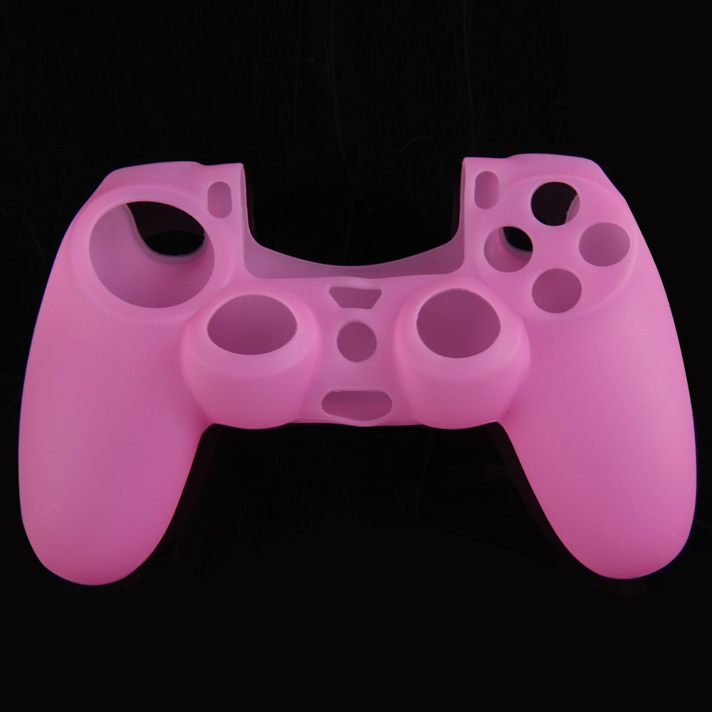 Demiawaking Soft Silicone Protective Case Cover Skin for PS4 Controller Grip pink