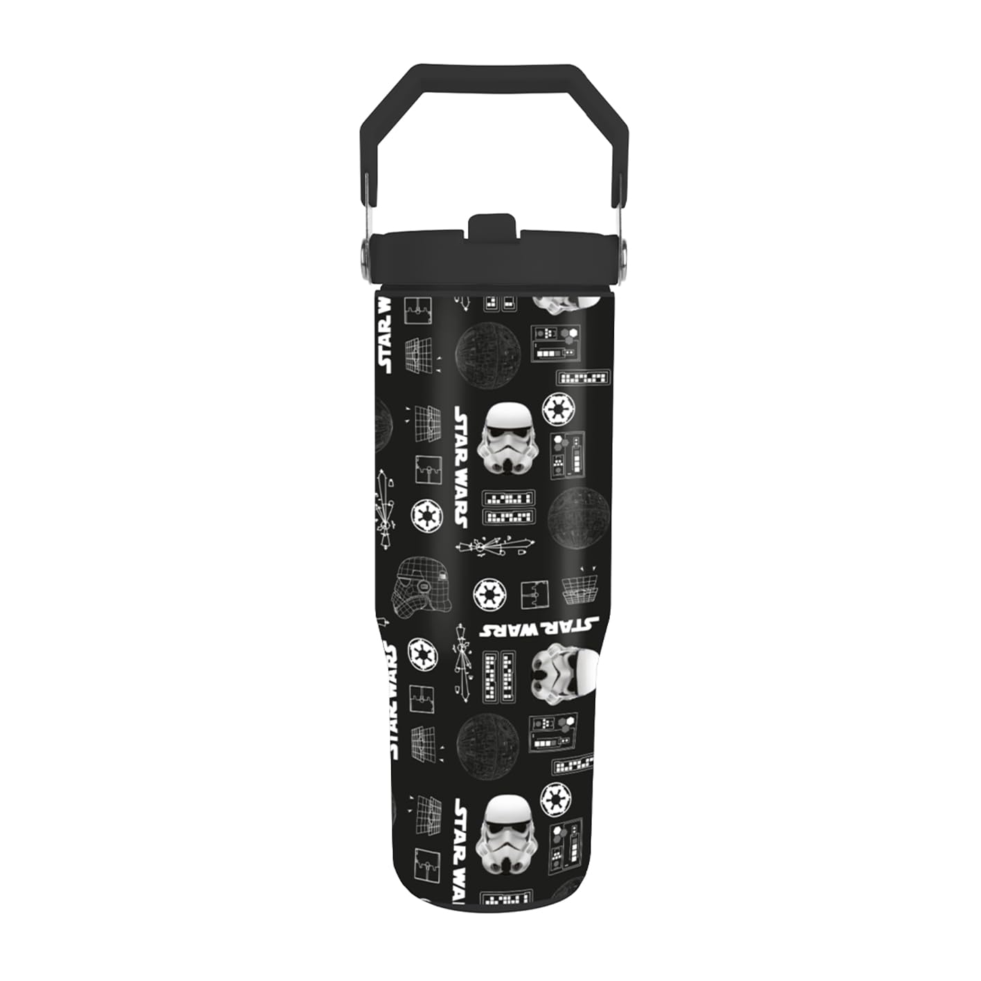 Star Wars (Vader Tech) 30oz/850ml Pitcher with Straw and Lid, Double-Walled Stainless Steel Body, Keeps Your Drink Cool, Screw Lid with PE Straw, BPA-Free, One Size
