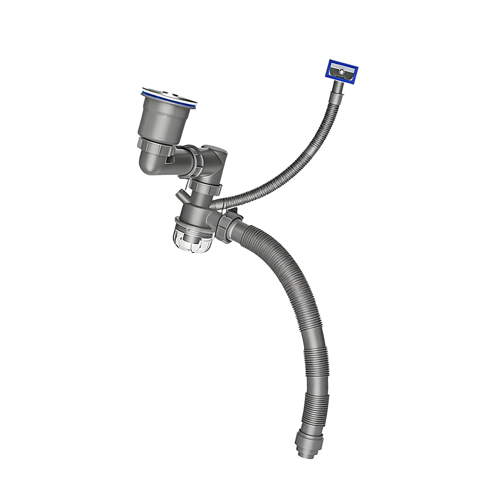 PP & Steel Kitchen Drain Pipe with Erosion Resistance & Fast Drainages Kitchen Sink Drainages Systems for Household Modifiable Sink Drain Pipe