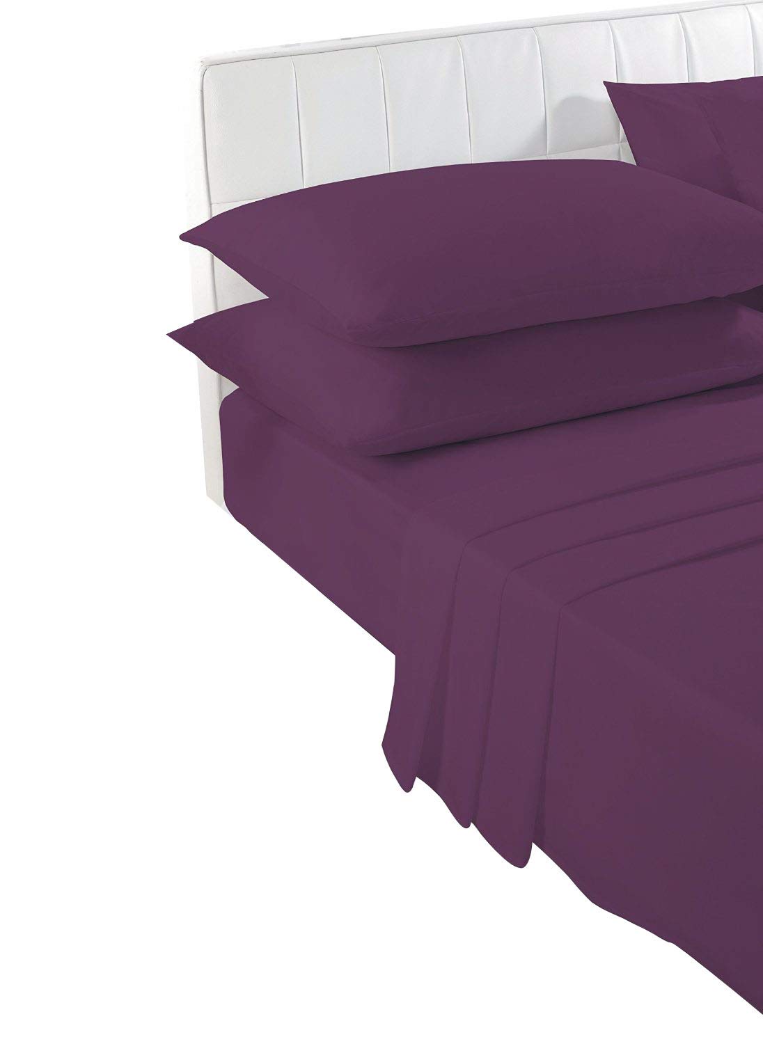 Voice7 Plum Voice 7 Single Flat Bed Sheet - Plain Dyed Poly Cotton Percale Quality Flat Sheets ( - Single Flat)