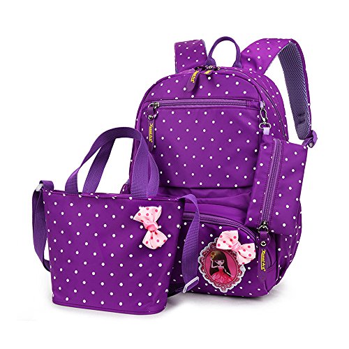 MCUILEE Conjunto de 3 Polka Dot Lindo Las Mochilas Escolares Universidad Bolsas niños