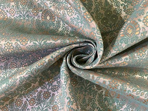 Tissu jacquard brocart de soie vert d'eau d'exception pour ameublement raffiné