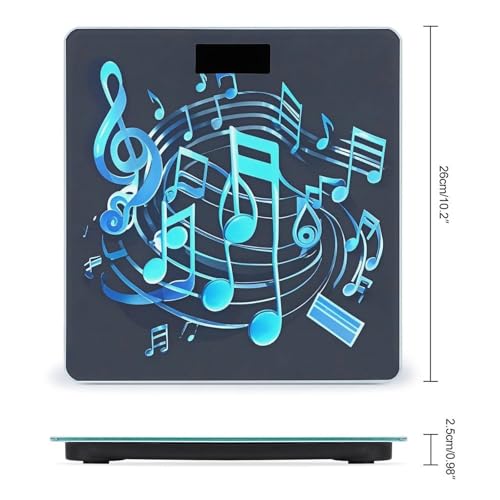 Báscula digital de baño Blue Musical Notes de alta precisión miniatura 2