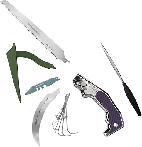 MAGIC-SAW Juego de herramientas de jardín, juego de herramientas de jardinería de acero inoxidable resistente, con bloqueo de seguridad de un solo