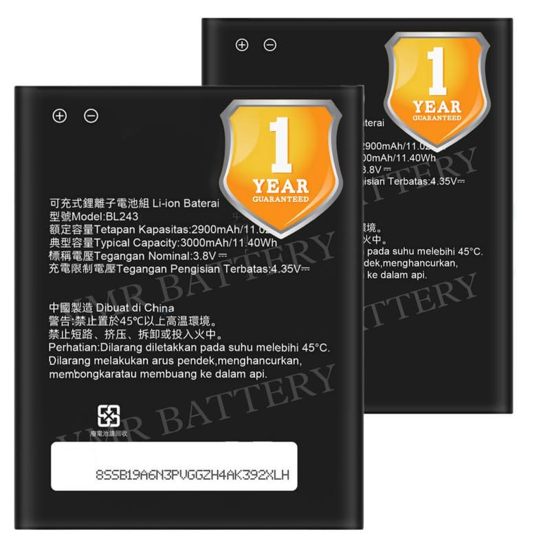 Image of Original BL243 Battery Compatible for Lenovo K3 Note (K50a40, K50-T5, K50-T3S) - (3000mAh) - 1 Year Warranty